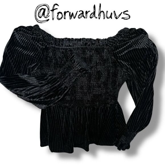 Velvet Square Neck Smocked Tunic Top – Retro Long Sleeve Size Large - Picture 4 of 9